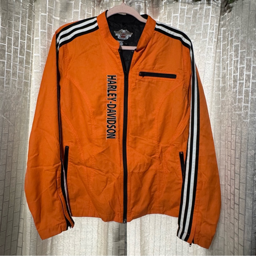 Harley-Davidson Orange Utility Jacket with Black and White Stripes